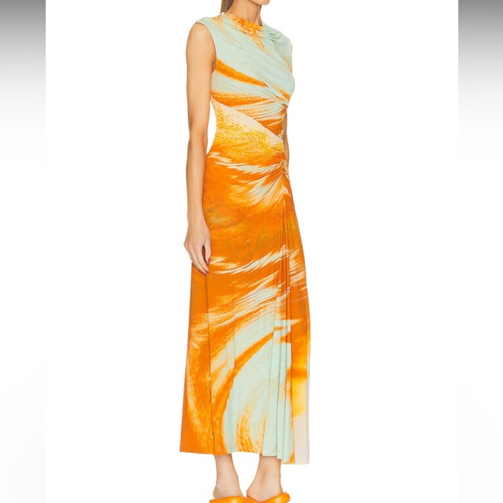 SIMKHAI High Neck Ruched Midi Dress - Picture 2 of 4